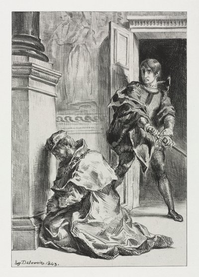 Hamlet Attempts to Kill the King, 1843 by Ferdinand Victor Eugene Delacroix
