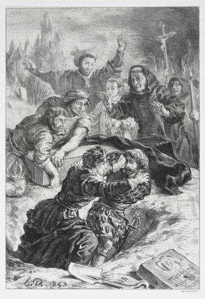 Hamlet: Hamlet and Laertes in the Grave of Ophelia by Ferdinand Victor Eugene Delacroix