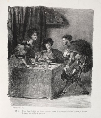 Illustrations for Faust: Mephistopheles is at Marthe by Ferdinand Victor Eugene Delacroix