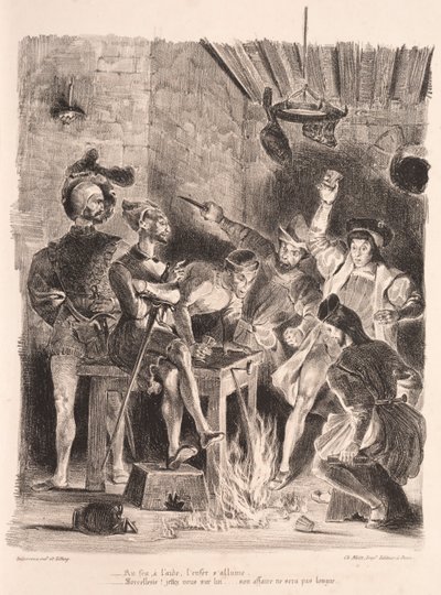 Illustrations for Faust: Mephistopheles in the Tavern of the Students, 1828 by Ferdinand Victor Eugene Delacroix