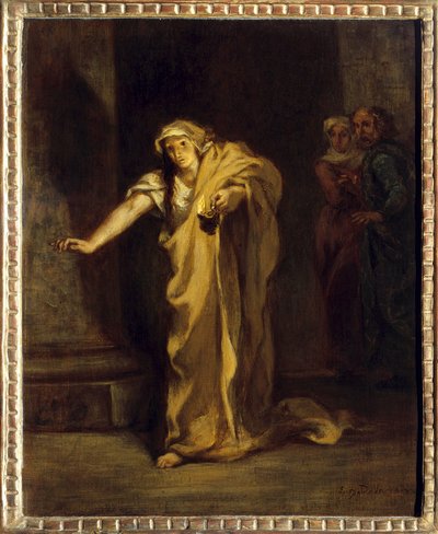 Lady Macbeth sleepwalking. Illustration of the work of the same name by William Shakespeare (1564-1616) by Ferdinand Victor Eugene Delacroix