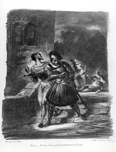 Mephistopheles and Faust escaping after Valentine