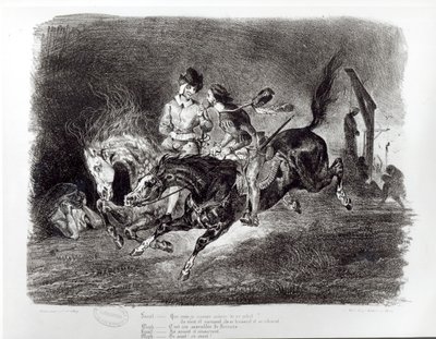 Mephistopheles and Faust Riding in the Night, Illustration for Faust by Goethe, 1828 by Ferdinand Victor Eugene Delacroix