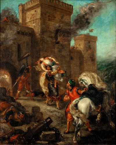 Rebecca Raped by a Knight Templar During the Sack of the Castle Frondeboeuf by Ferdinand Victor Eugene Delacroix
