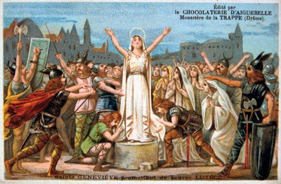 Saint Genevieve promises to save Lutece, Middle Ages by Ferdinand Victor Eugene Delacroix