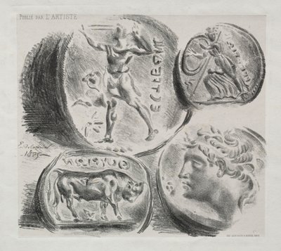 Sheet with Four Antique Medals by Ferdinand Victor Eugene Delacroix