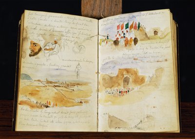 Sketches of Arabs, Landscapes of Morocco, Arab Crowds, Gate of Meknes and Hand-Written Notes by Ferdinand Victor Eugene Delacroix
