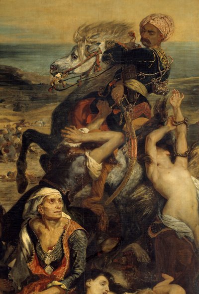 The Scio massacres. Scene depicting the Greek war of independence against the Ottomans: Greek civilians awaiting death or slavery (detail) by Ferdinand Victor Eugene Delacroix