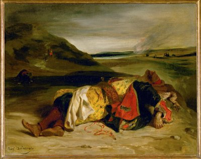 The Death of Hassan, or Turkish Officer Killed in the Mountains by Ferdinand Victor Eugene Delacroix