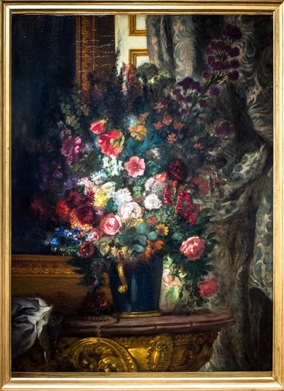 Vase of Flowers on a Console by Ferdinand Victor Eugene Delacroix