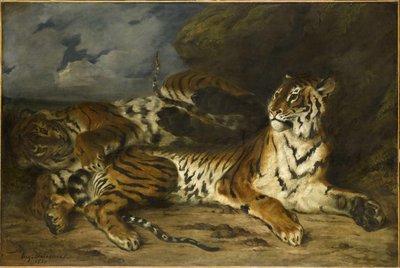 Young Tiger Playing with Its Mother by Ferdinand Victor Eugene Delacroix