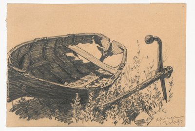 Leaky Boat and Anchor on the Shore by Ferdynand Ruszczyc