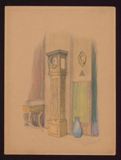 Interior with a Grandfather Clock by Ferdynand Ruszczyc
