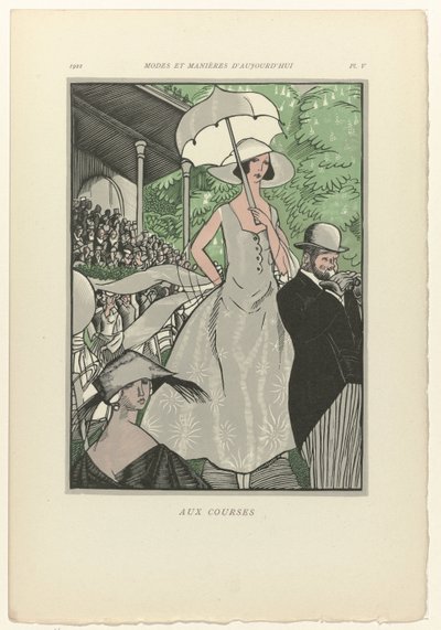 Fashions and Manners of Today, 1922, Pl. 5: At the Races by Fernand Siméon