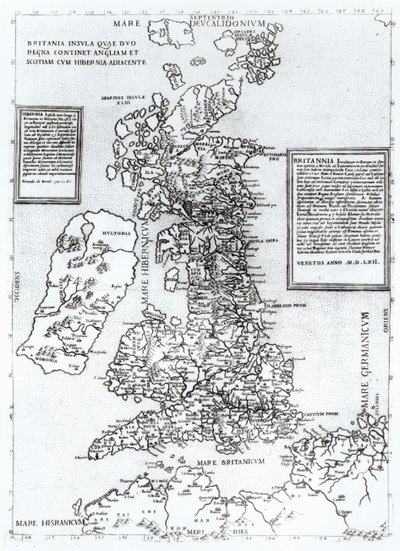 Britania Insula quae dup Regna continet Angliam et Scotiam cum Hibernia adiacente, engraved by Paulo Forlani, 1562 by Fernando Bertelli