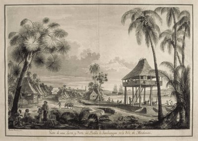 Village of Zamboanga, drawing by Fernando Brambila during the Malaspina Expedition by Fernando Brambila