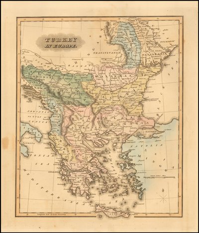 1823 map of Turkey in Europe by Fielding Lucas Jr.