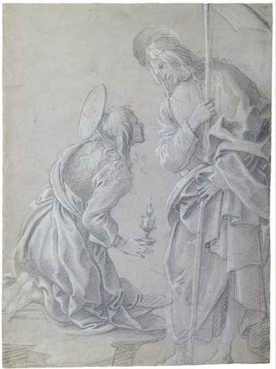 Kneeling Saint Mary Magdalene and Standing Christ by Filippino Lippi