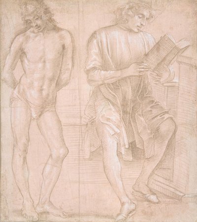 Standing Youth with Hands Behind His Back, and a Seated Youth Reading by Filippino Lippi