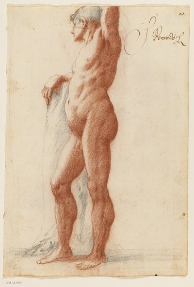 Standing Male Figure Turned to the Left and Leaning on a Tree Trunk by Filippo Esegrenio