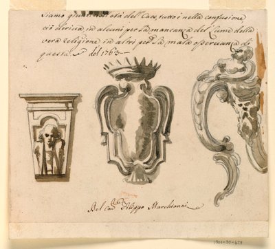 Design for a Console and Escutcheon, 1763 by Filippo Marchionni