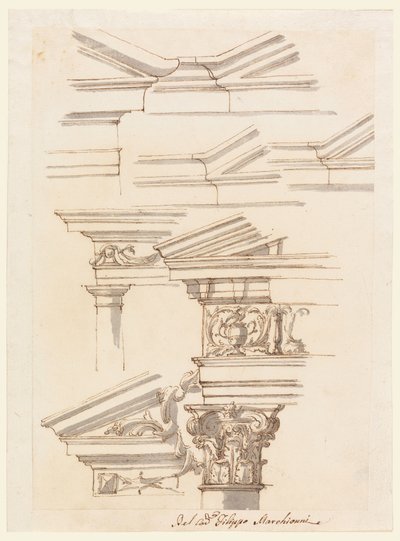 Studies for Entablatures and Pediment, ca. 1770 by Filippo Marchionni