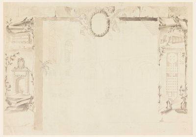Unfinished Design for a Memorial Sheet Referring to Erection of a Papal Factory (Magazins of Annona), 1760–69 by Filippo Marchionni