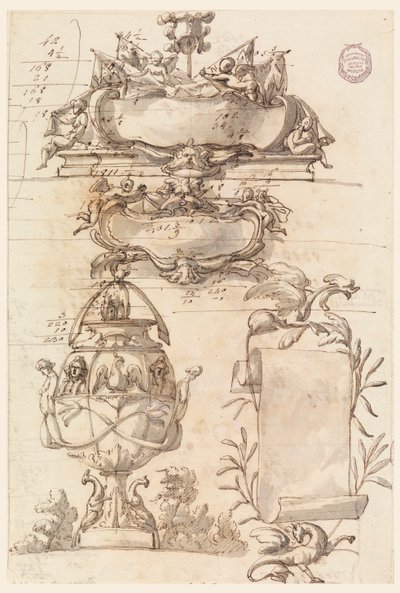 Two Escutcheons, Decorative Vase and a Scroll by Filippo Marchionni