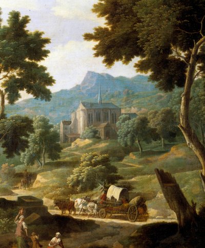 Landscape with church (detail) by Filippo Verali