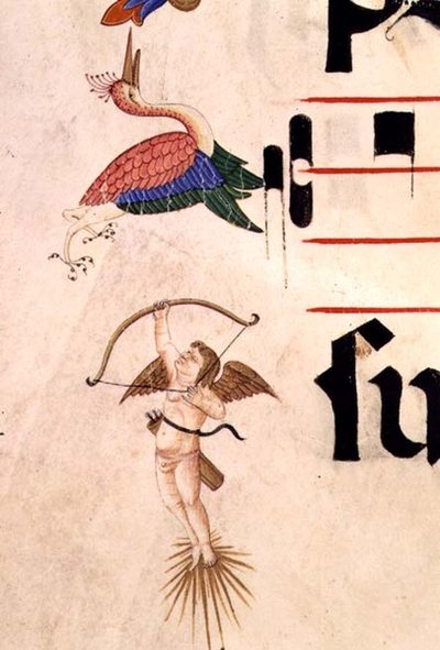A Cherub Shooting a Stork with a Bow and Invisible Arrow (detail) by Filippo di Matteo Torelli