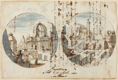 Architectural Fantasies with Temples and Pyramids by Filippo or Juvara Juvarra