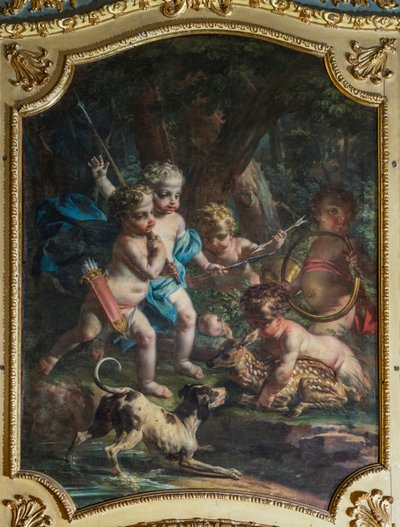 Decorative Panel Depicting Cherubs, Hunting Palace of Stupinigi, by Filippo Juvarra by Filippo or Juvara Juvarra