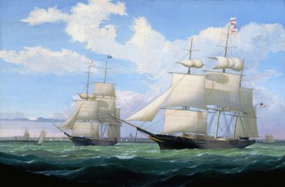 The Ships "Winged Arrow" and "Southern Cross" in Boston Harbor by Fitz Henry Lane