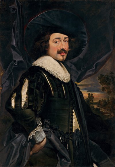 Portrait of a Man in a Wide-Brimmed Hat by Flemish 17th Century