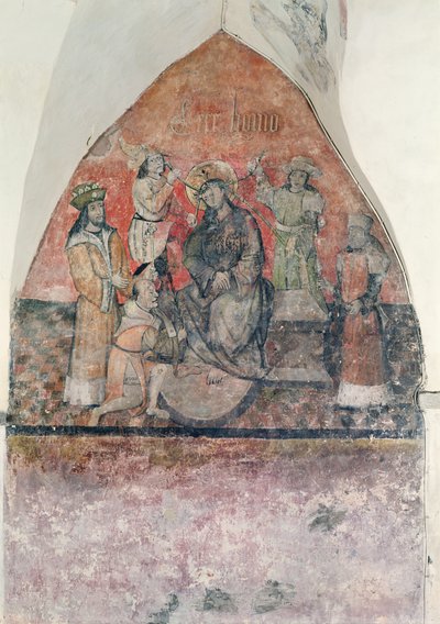 Christ being crowned with the crown of thorns, mural in the crypt, c.1480-1540 by Flemish School