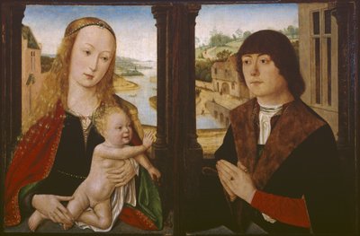 Diptych - Virgin and Child and a Donor by Flemish School