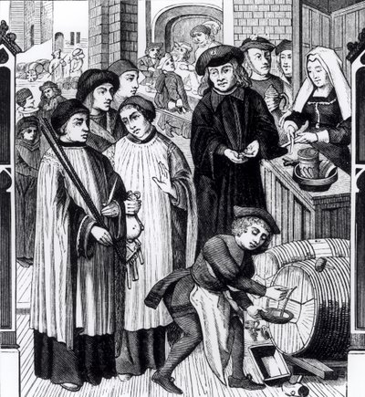 Dues on Wines, Granted to the Chapter of Tournai by King Chilperic, after a Window of the Cathedral of Tournai by Flemish School