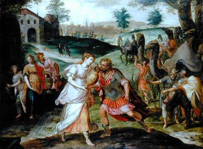 Eliezer and Rebecca at the Well by Flemish School