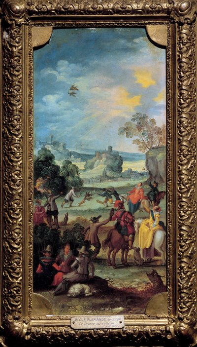 Falcon Hunting Scene by Flemish School