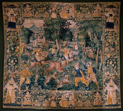 Flemish tapestry. Deer hunting. Atelier of Oudenaarde. 295x331cm. 17th century. by Flemish School