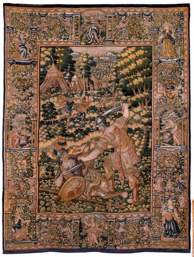 Flemish Tapestry. Series Story of Cyrus. Combat between Two Warriors and the Death of Cyrus. Anonymous, Based on Michiel Coxcie. Atelier Antwerp. Ca 1590. by Flemish School