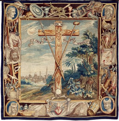 Flemish Tapestry. The Glorification of the Holy Cross. 17th Century. Property of the Church Sint-Walburgakerk Oudenaarde. by Flemish School