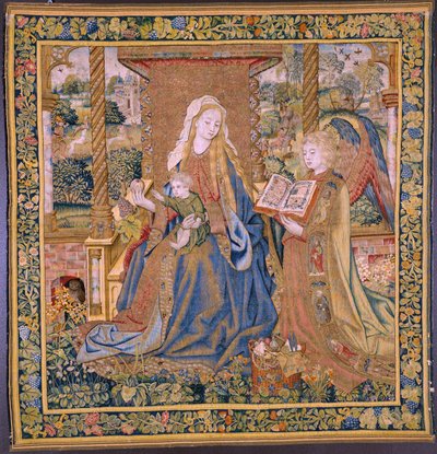 Flemish Tapestry. The Virgin with the Child and Angels. Ca 1500 by Flemish School
