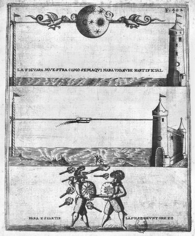 How to make an artificial cloud, illustration from Tratado de Artilleria by Diego Ufano, Brussels, 1613 by Flemish School