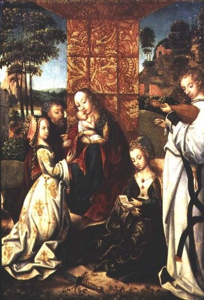 Madonna and Child with St. Catherine, an angel and other figures by Flemish School