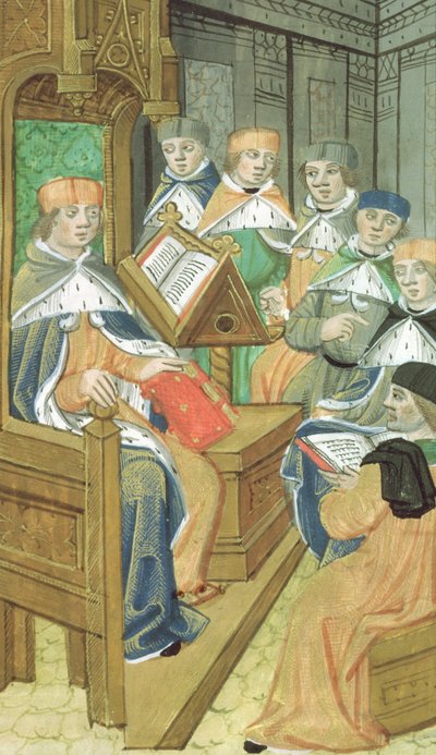 Lecture in hall, from De Medina Fen I. II, by Avicenna (980-1037) by Flemish School