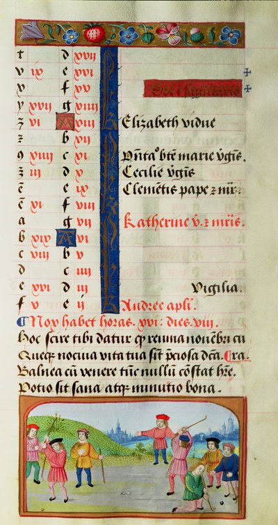 November: Game of Golf, from a Book of Hours by Flemish School