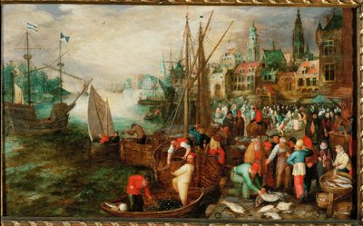 Port and Market at Antwerp by Flemish School