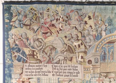 Scenes from the Life of St. Remegius (d.553) detail of Clovis I (465-511) at the Battle of Tolbiac Against the Alamanni in 496 AD by Flemish School