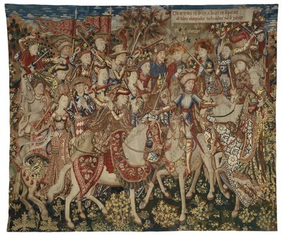 Tapestry featuring Hercules and his Companions on Mount Olympus, possibly made in Tournai, c.1465-70 by Flemish School